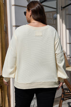 Load image into Gallery viewer, Online White Solid Color Waffle Knit Drop Shoulder Plus Size Sweatshirt
