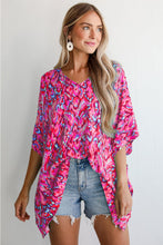 Load image into Gallery viewer, Online Pink Abstract Print V Neck Half Sleeve Loose Fit Tunic Blouse
