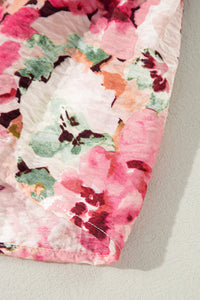 Online Pink Floral Sleeveless Halter Neck Shirred Back Ruffled Mini Dress