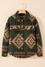 Load image into Gallery viewer, Online Green Aztec Print Flap Pockets Long Sleeve Shacket
