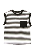 Load image into Gallery viewer, Online Black Stripe Chest Pocket Patch Round Neck Tank Top
