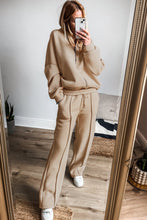 Load image into Gallery viewer, Online Black Solid Seamed Zipper Jacket and Drawstring Waist Pants Set
