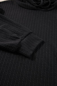 Online Black Textured Hoodie and Shorts Plus Size Two Piece Set