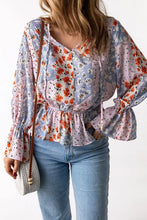 Load image into Gallery viewer, Multicolor Floral Print Patchwork Blouse
