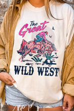 Load image into Gallery viewer, Online White The Great WILD WEST Rodeo Graphic Crew Neck T Shirt
