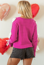 Load image into Gallery viewer, Online Rose Red Bow Knot Cut Out Round Neck Loose Sweater
