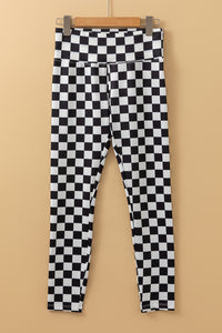 Online Khaki Checkered Pattern High Waist Skinny Leggings