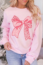 Load image into Gallery viewer, Online Pink Leopard Bowknot Printed Crewneck Pullover Sweatshirt
