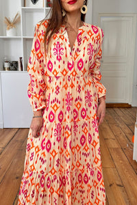 Online Black Western Abstract Geometric Printed Maxi Dress
