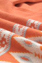 Load image into Gallery viewer, Online Orange Printed Aztec Print Open Front Knitted Cardigan
