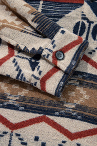 Online Brown Western Aztec Collared Button-up Sweatshirt