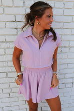 Load image into Gallery viewer, Online Orchid Bouquet Short Sleeve Zipper Collared Elastic High Waist Romper
