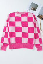 Load image into Gallery viewer, Online Black Checkered Drop Shoulder Buttoned V Neck Cardigan
