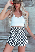 Load image into Gallery viewer, Online Black Checkered Print High Waist Casual Shorts
