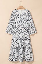 Load image into Gallery viewer, White Leopard Print Notch V Neck Loose Fit Maxi Dress
