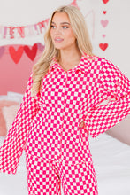 Load image into Gallery viewer, Online Pink Checkered Buttoned Shirt and High Waist Pants Pajama Set
