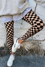 Load image into Gallery viewer, Online Khaki Checkered Pattern High Waist Skinny Leggings
