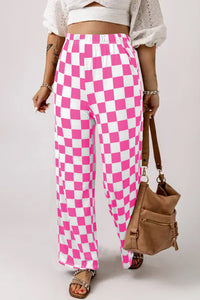 Online Green 2-Tone Checked Print High Waist Wide Leg Pants