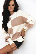 Load image into Gallery viewer, Online Green Checkered Side Slits Drop Shoulder Oversized Sweater
