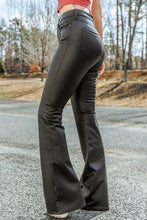 Load image into Gallery viewer, Black Skinny Leather Flared Pants
