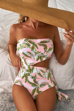 Load image into Gallery viewer, Online Pink Tropical Asymmetric Cut out Halter Backless One Piece Swimwear
