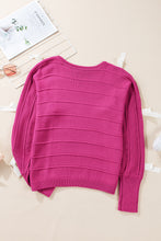 Load image into Gallery viewer, Online Rose Red Bow Knot Cut Out Round Neck Loose Sweater
