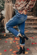 Load image into Gallery viewer, Blue Vintage Distressed Boyfriend Ripped Jeans
