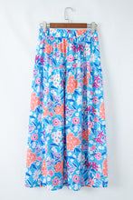 Load image into Gallery viewer, Online Sky Blue Floral Printed High Waist Split Wrap Long Skirt
