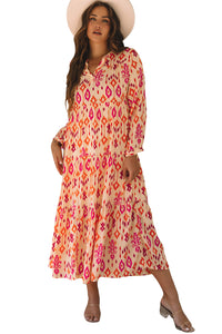 Online Black Western Abstract Geometric Printed Maxi Dress