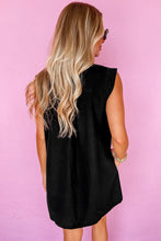 Load image into Gallery viewer, Online Black Solid Color Collared Slit Neck Sleeveless Mini Dress

