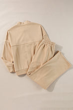 Load image into Gallery viewer, Online Black Solid Seamed Zipper Jacket and Drawstring Waist Pants Set
