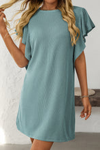 Load image into Gallery viewer, Online Canton Corded Ruffle Sleeve Crew Neck Shift Dress
