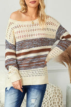 Load image into Gallery viewer, Brown Loose Openwork Round Neck Sweater
