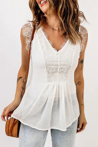 White From A Dream Lace Tank Top with Vest