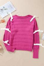Load image into Gallery viewer, Online Rose Red Bow Knot Cut Out Round Neck Loose Sweater
