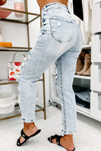 Load image into Gallery viewer, Sky Blue Vintage Washed Heavy Destroyed Skinny Jeans
