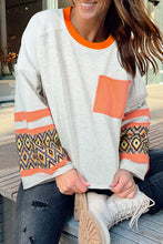 Load image into Gallery viewer, Online Apricot Western Aztec Patch Mineral Wash Loose Fit Top
