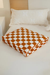 Online Chestnut Checkerboard Printed Soft Throw Blanket 120*200cm