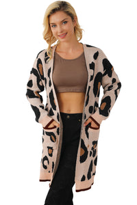 Online Leopard Animal Print Open Midi Cardigan