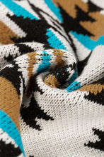 Load image into Gallery viewer, Online Brown Aztec Striped Knit Ribbed Trim Sweater
