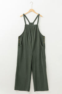 Online Jungle Green Plus Size Corduroy Pocketed Wide Leg Overall