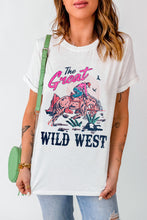 Load image into Gallery viewer, Online White The Great WILD WEST Rodeo Graphic Crew Neck T Shirt
