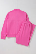 Load image into Gallery viewer, Online Black Solid Seamed Zipper Jacket and Drawstring Waist Pants Set
