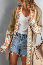 Load image into Gallery viewer, Online Orange Printed Aztec Print Open Front Knitted Cardigan
