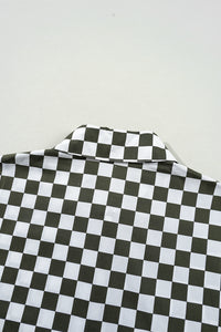 Online Green Checkerboard Printed Drop Shoulder Loose Casual Shirt