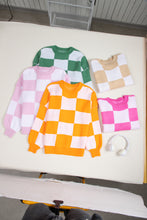 Load image into Gallery viewer, Online Rose Checkered Bishop Sleeve Sweater
