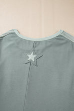 Load image into Gallery viewer, Online Mist Green Stars Patchwork Round Neck Plus Size T Shirt
