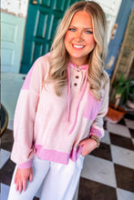Load image into Gallery viewer, Online Pink Corded Colorblock Patchwork Plus Size Hoodie
