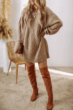 Load image into Gallery viewer, Parchment Cable Knit Drop Shoulder Loose Fit Sweater Dress
