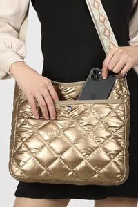 Online Gold Quilted Large Capacity Shoulder Bag